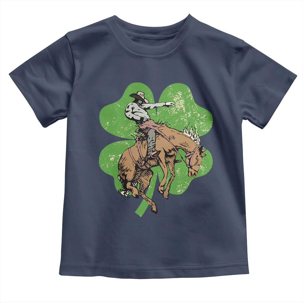 St Patrick's Day Lucky Cowboy Toddler T Shirt Retro Vintage Clover