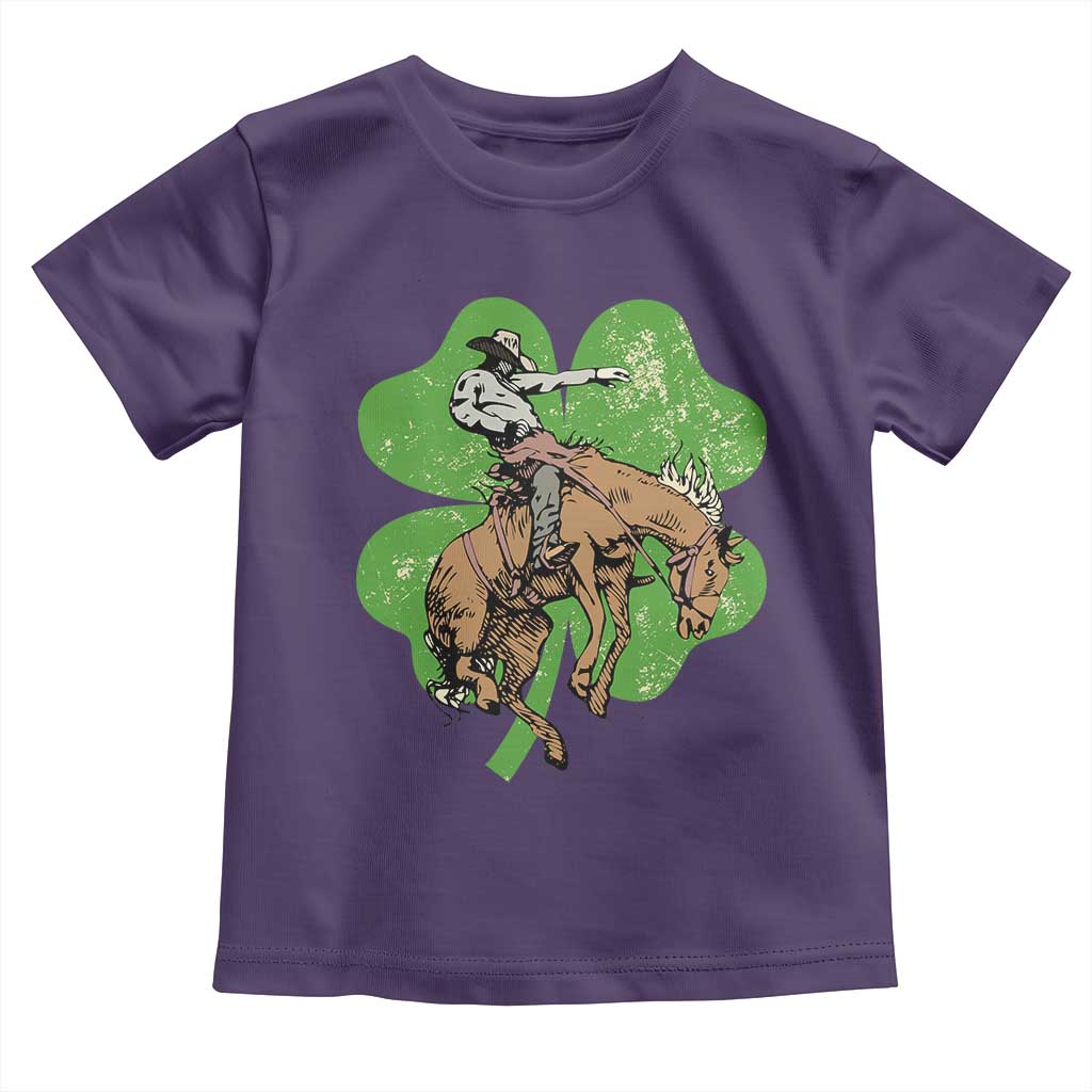 St Patrick's Day Lucky Cowboy Toddler T Shirt Retro Vintage Clover
