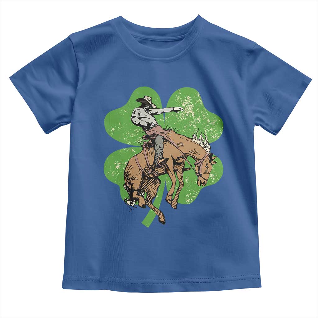 St Patrick's Day Lucky Cowboy Toddler T Shirt Retro Vintage Clover