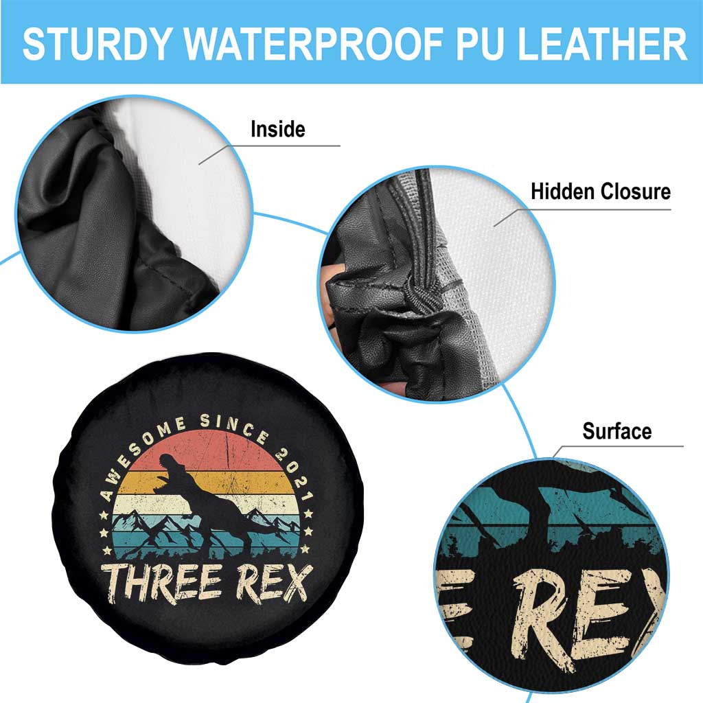 Three Rex 3rd Birthday Spare Tire Cover 3 Years Old Dinosaur Bday Boy