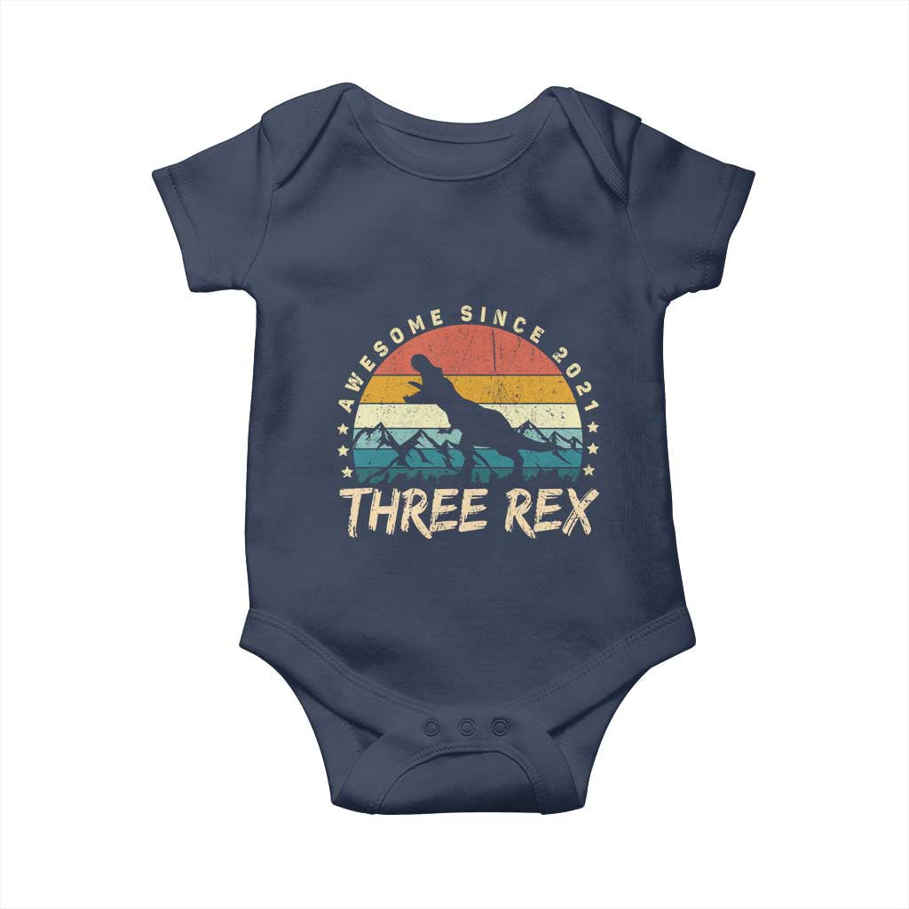 Three Rex 3rd Birthday Baby Onesie 3 Years Old Dinosaur Bday Boy