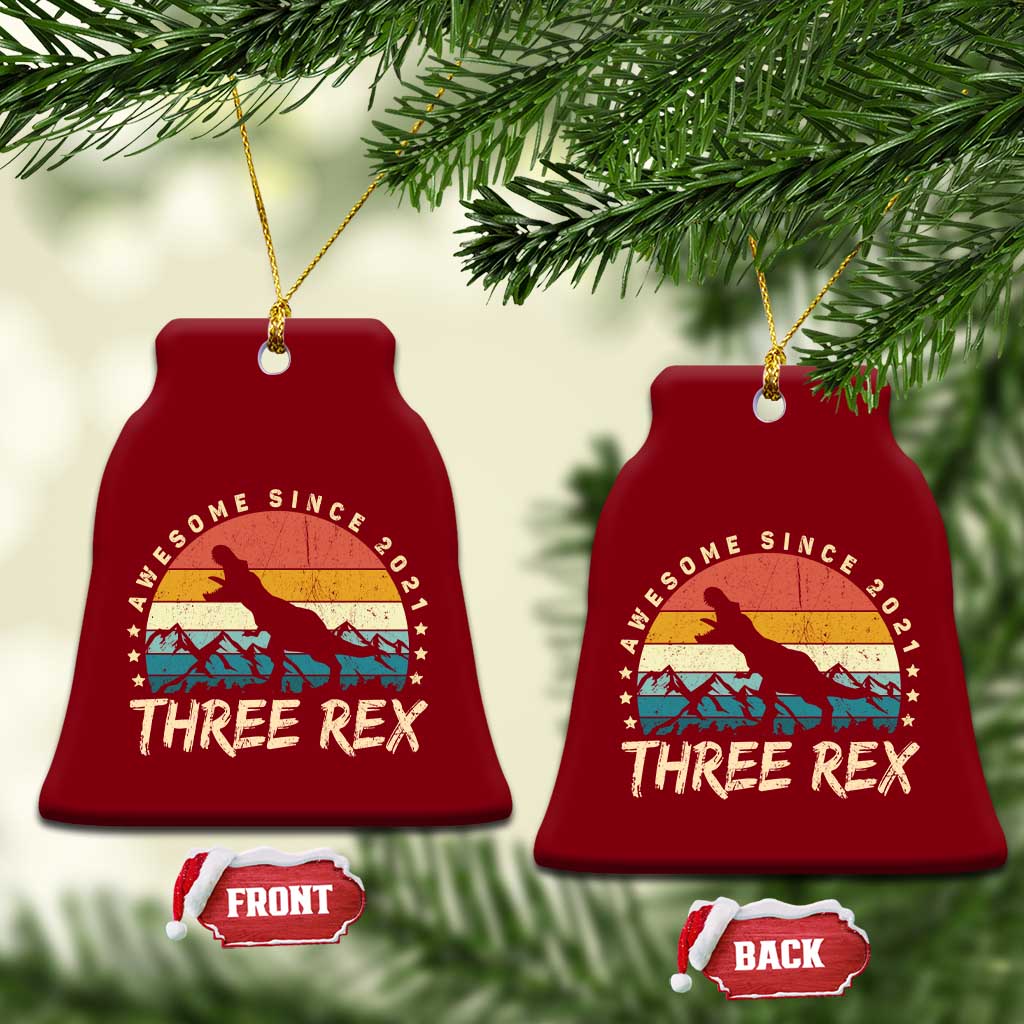 Three Rex 3rd Birthday Ceramic Ornament 3 Years Old Dinosaur Bday Boy - Wonder Print Shop