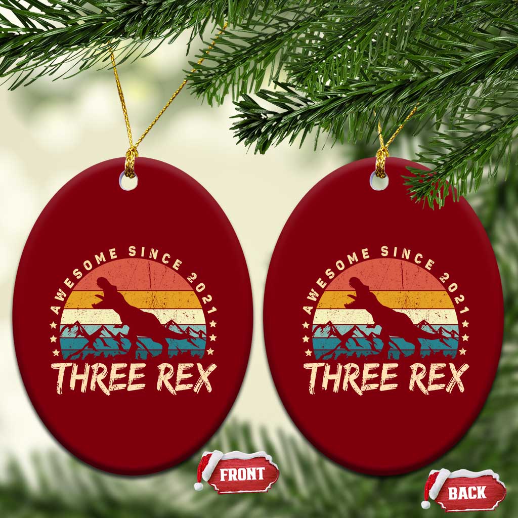 Three Rex 3rd Birthday Ceramic Ornament 3 Years Old Dinosaur Bday Boy - Wonder Print Shop