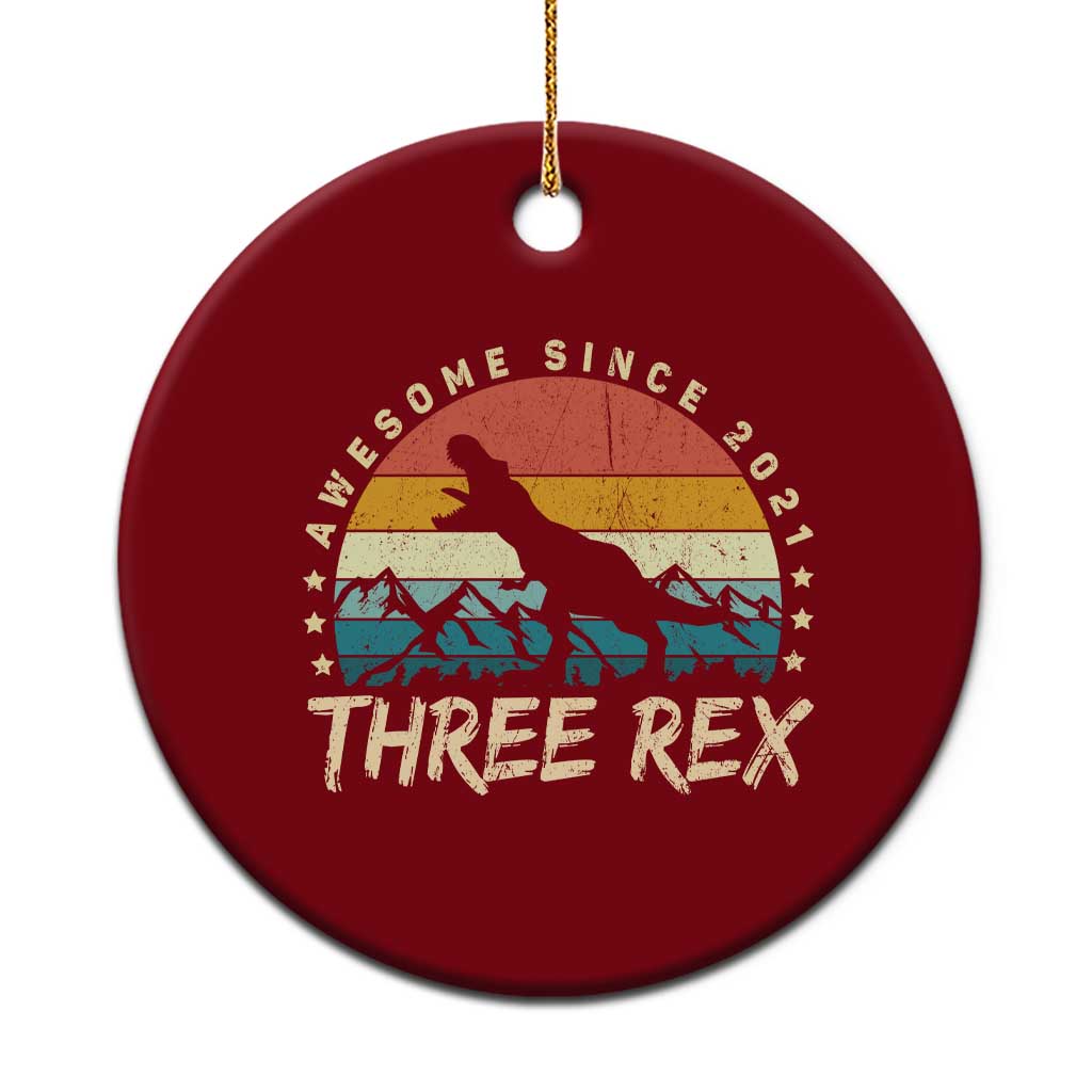 Three Rex 3rd Birthday Ceramic Ornament 3 Years Old Dinosaur Bday Boy - Wonder Print Shop
