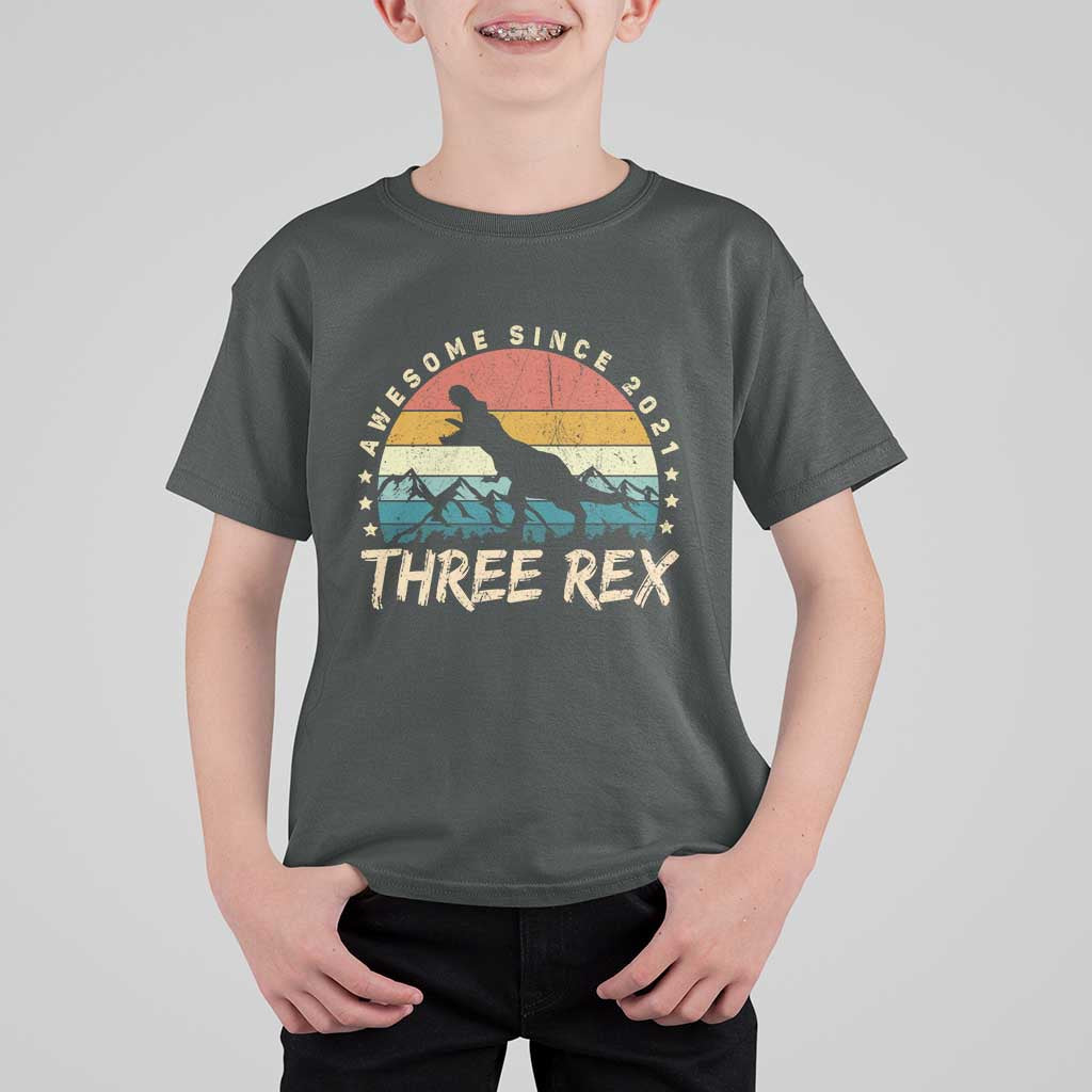 Three Rex 3rd Birthday T Shirt For Kid 3 Years Old Dinosaur Bday Boy