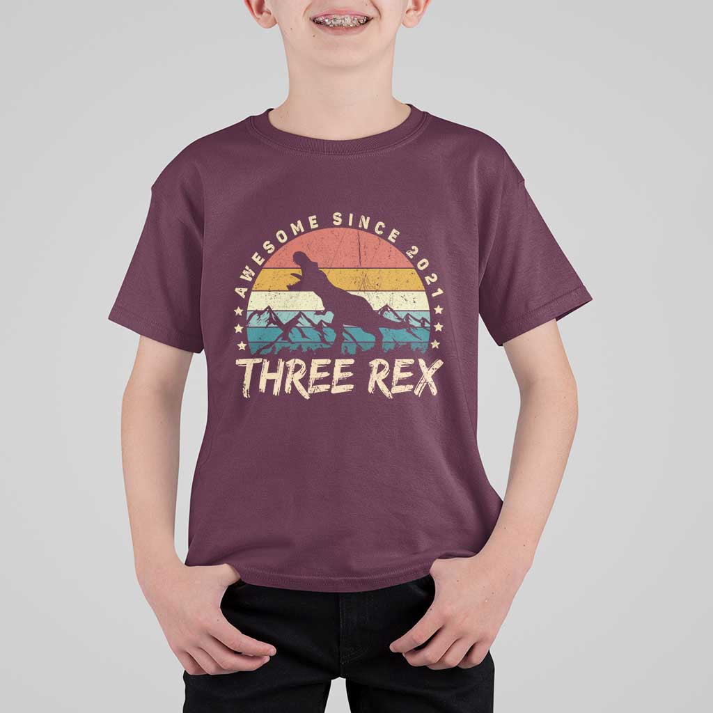Three Rex 3rd Birthday T Shirt For Kid 3 Years Old Dinosaur Bday Boy