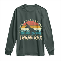 Three Rex 3rd Birthday Long Sleeve Shirt 3 Years Old Dinosaur Bday Boy