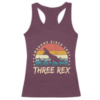 Three Rex 3rd Birthday Racerback Tank Top 3 Years Old Dinosaur Bday Boy