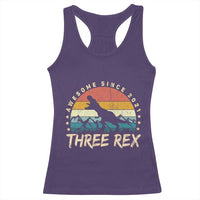 Three Rex 3rd Birthday Racerback Tank Top 3 Years Old Dinosaur Bday Boy
