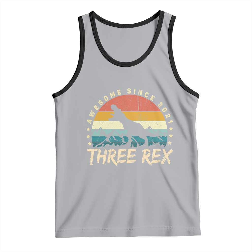 Three Rex 3rd Birthday Tank Top 3 Years Old Dinosaur Bday Boy