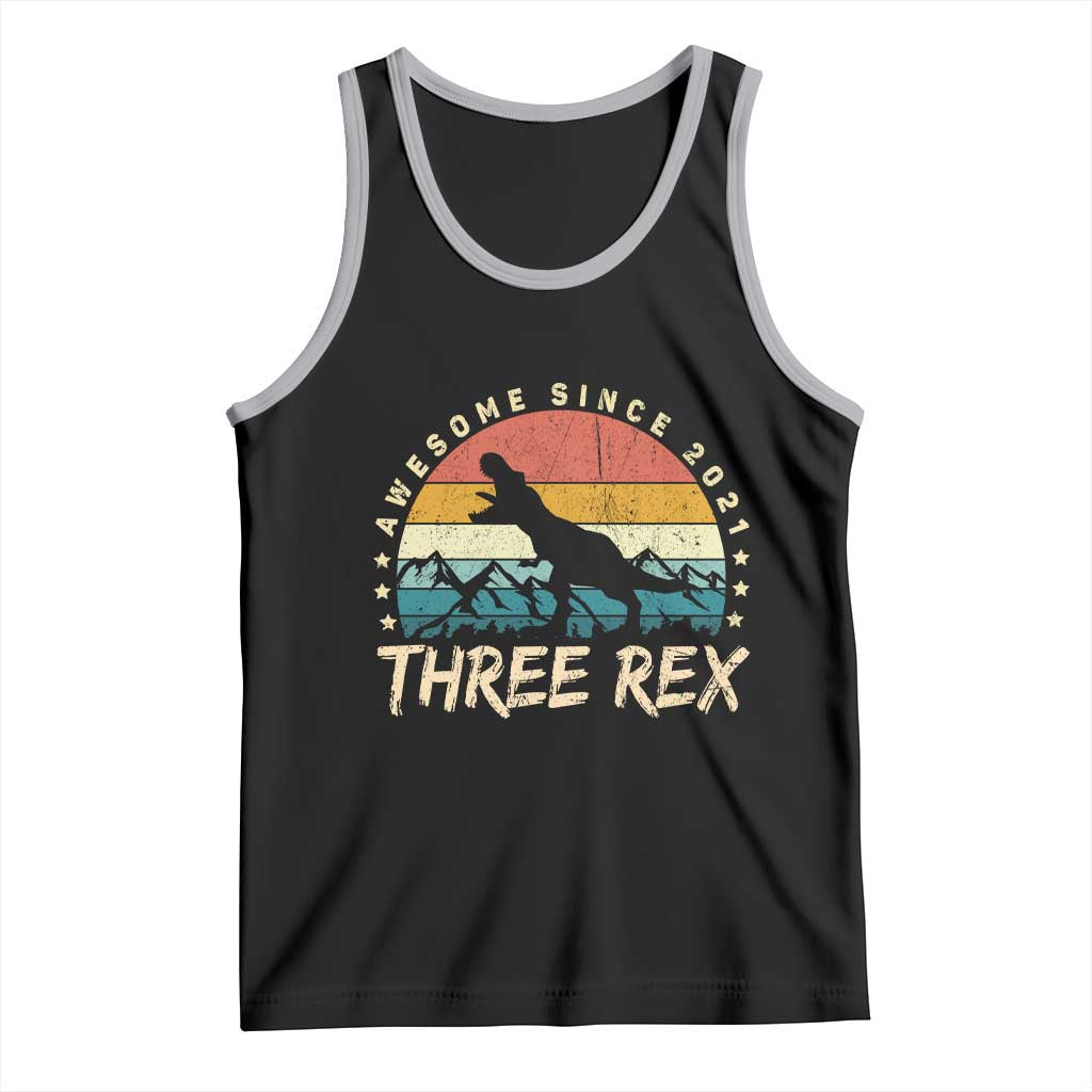 Three Rex 3rd Birthday Tank Top 3 Years Old Dinosaur Bday Boy
