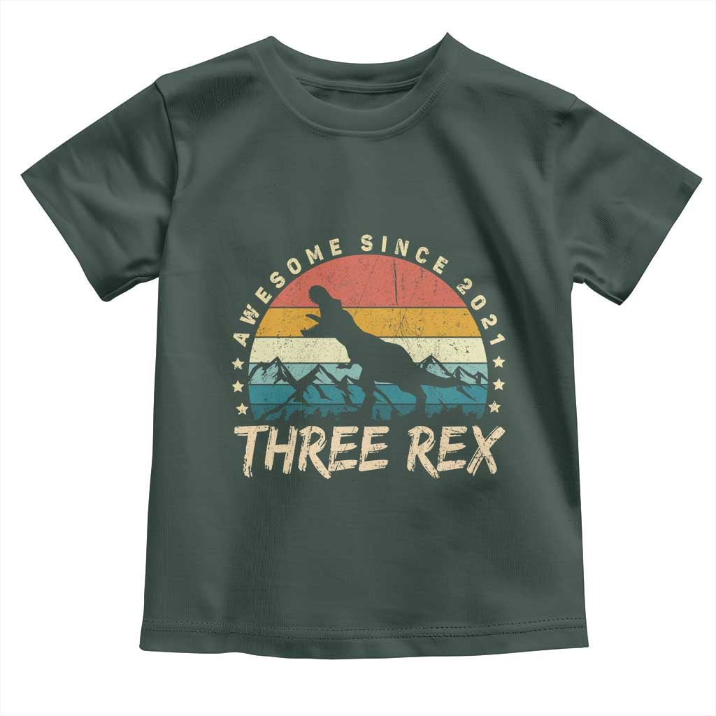 Three Rex 3rd Birthday Toddler T Shirt 3 Years Old Dinosaur Bday Boy