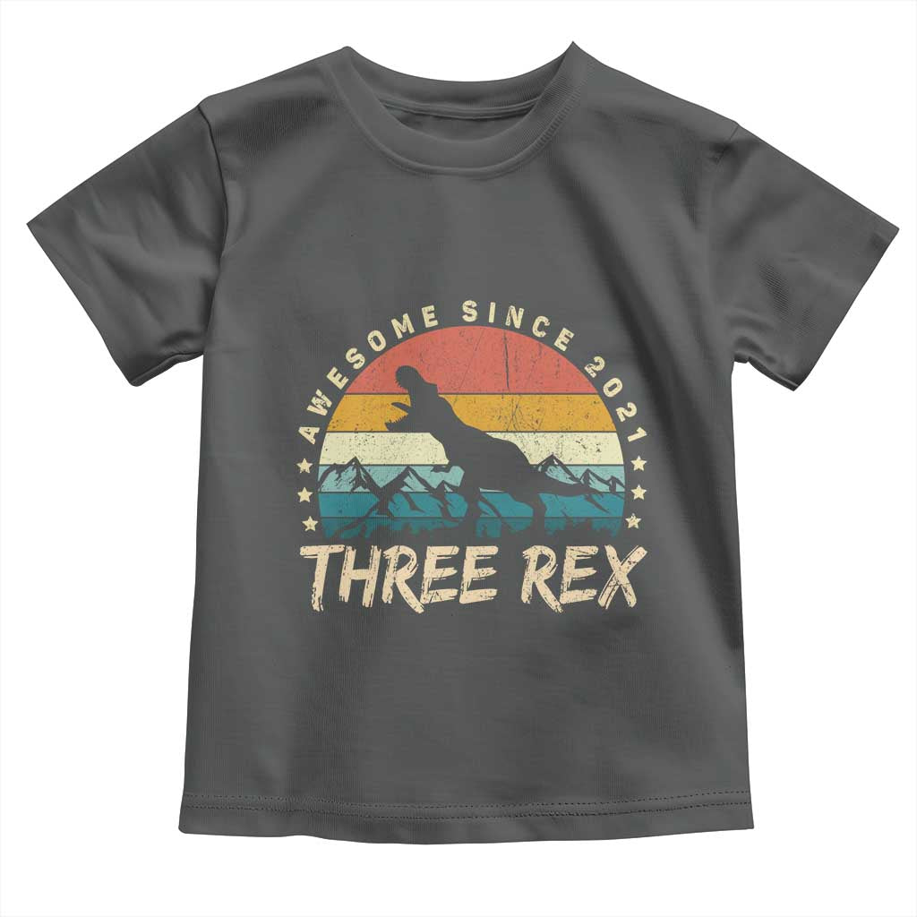 Three Rex 3rd Birthday Toddler T Shirt 3 Years Old Dinosaur Bday Boy