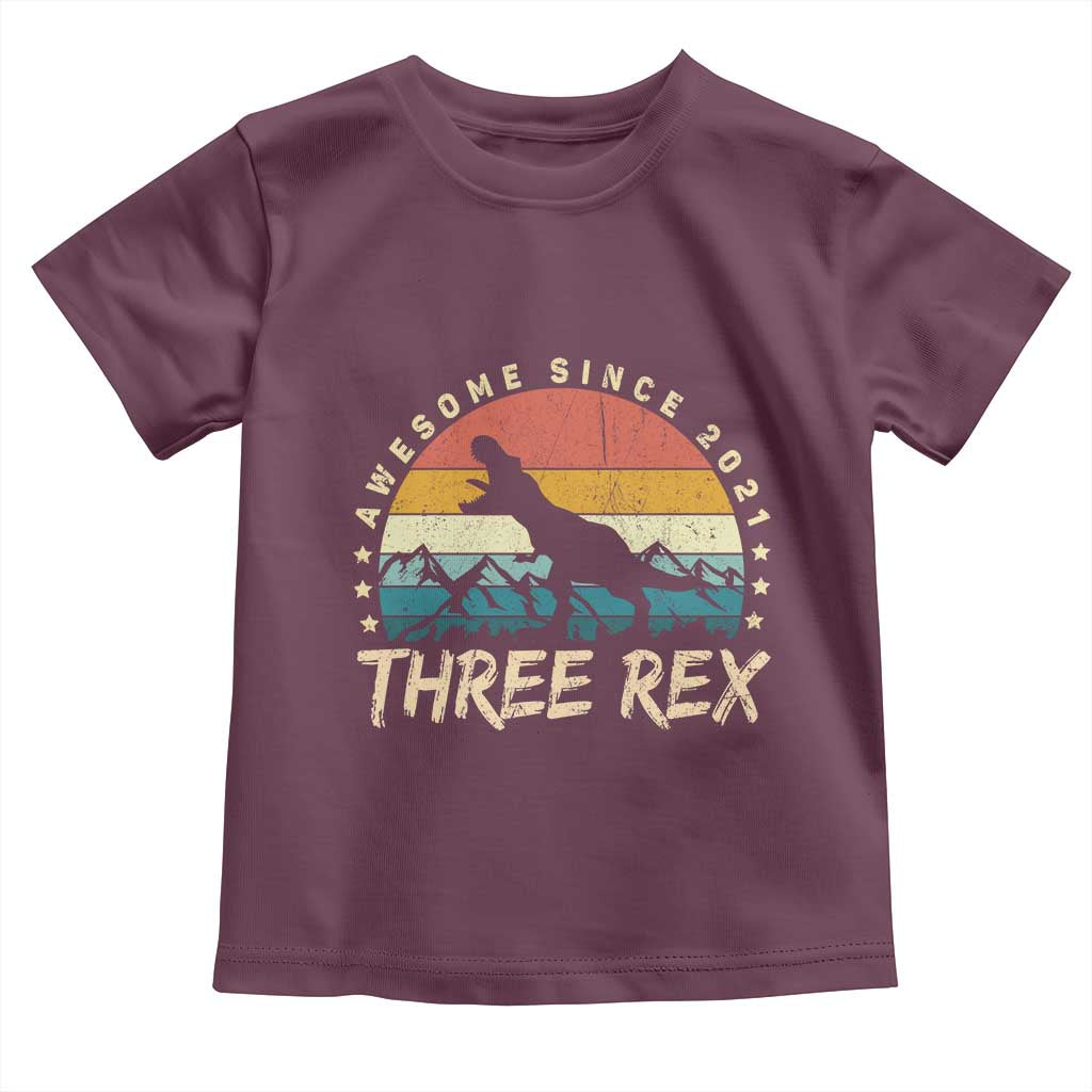 Three Rex 3rd Birthday Toddler T Shirt 3 Years Old Dinosaur Bday Boy
