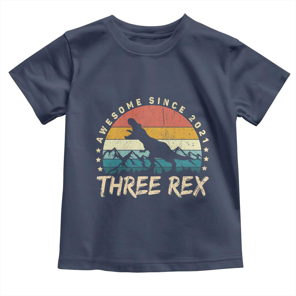 Three Rex 3rd Birthday Toddler T Shirt 3 Years Old Dinosaur Bday Boy