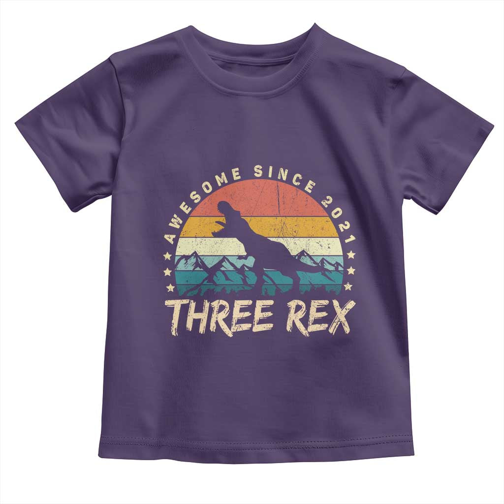 Three Rex 3rd Birthday Toddler T Shirt 3 Years Old Dinosaur Bday Boy