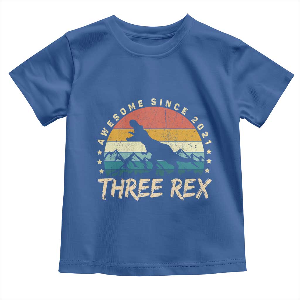 Three Rex 3rd Birthday Toddler T Shirt 3 Years Old Dinosaur Bday Boy
