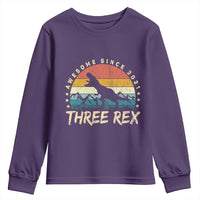 Three Rex 3rd Birthday Youth Sweatshirt 3 Years Old Dinosaur Bday Boy