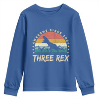 Three Rex 3rd Birthday Youth Sweatshirt 3 Years Old Dinosaur Bday Boy