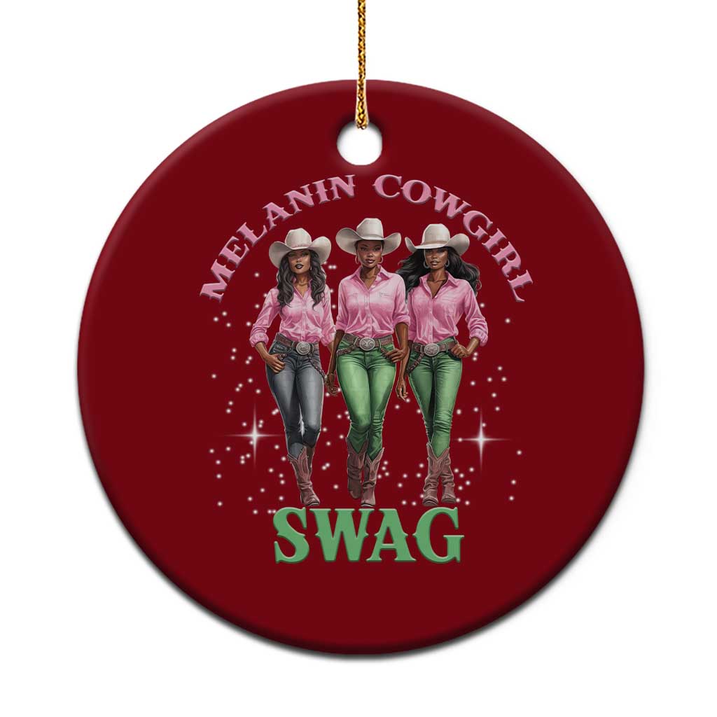 Melanin Cowgirl Swag Ceramic Ornament Pink Green African American Cowgirls Black History - Wonder Print Shop