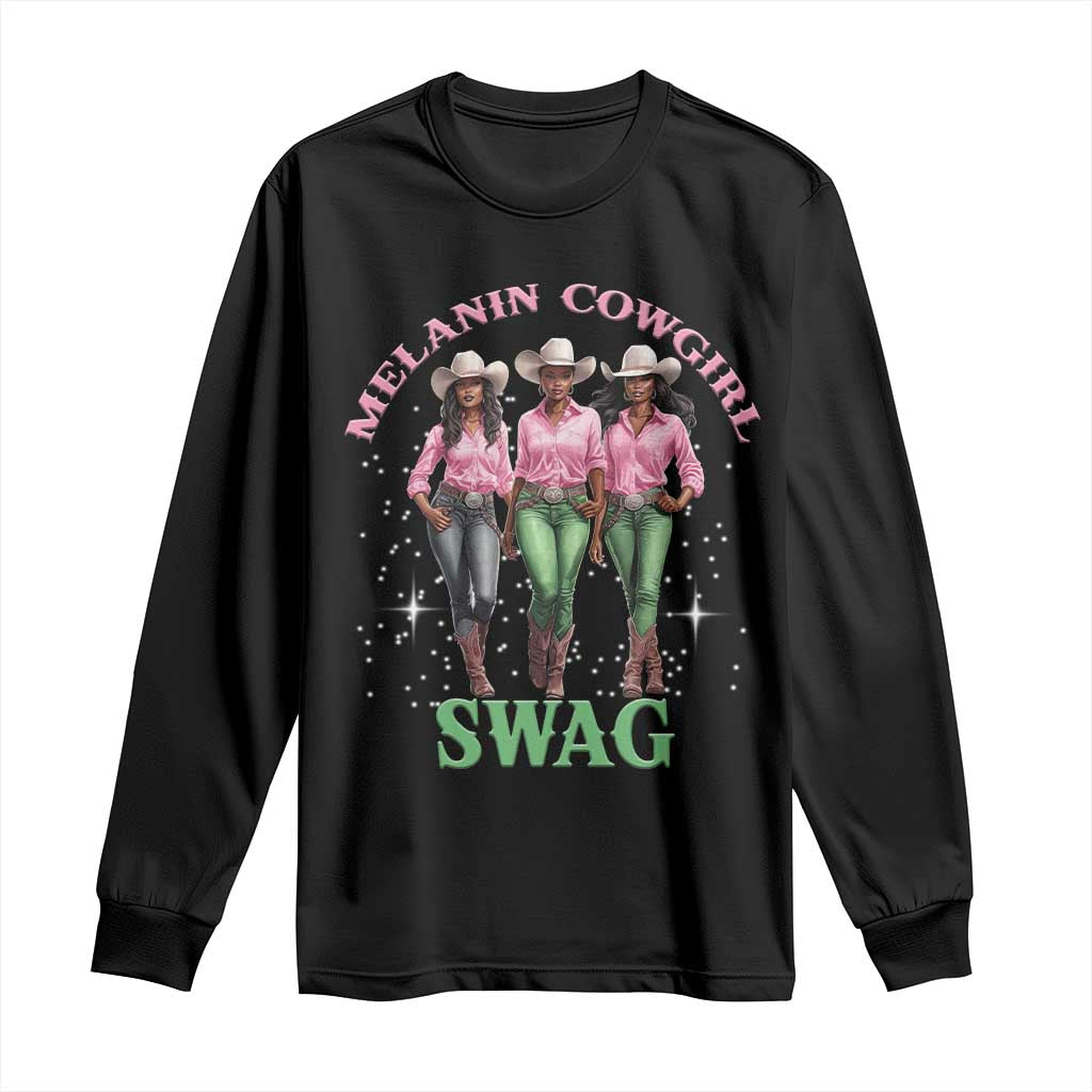 Melanin Cowgirl Swag Long Sleeve Shirt Pink Green African American Cowgirls Black History