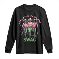 Melanin Cowgirl Swag Long Sleeve Shirt Pink Green African American Cowgirls Black History