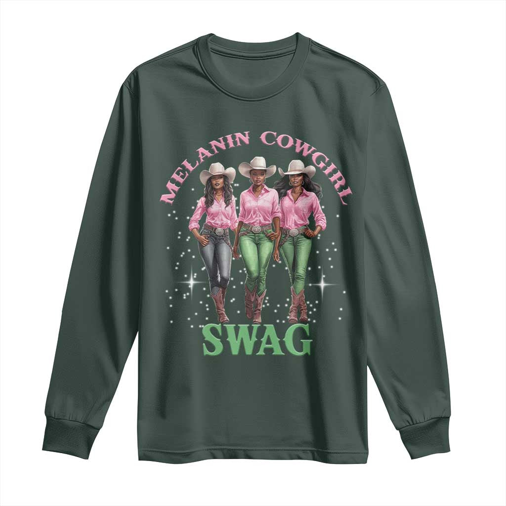Melanin Cowgirl Swag Long Sleeve Shirt Pink Green African American Cowgirls Black History