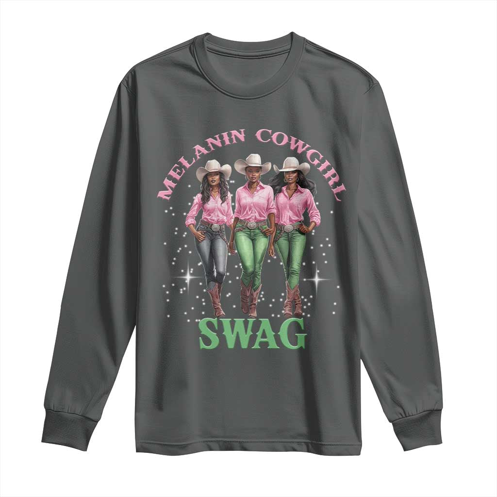 Melanin Cowgirl Swag Long Sleeve Shirt Pink Green African American Cowgirls Black History