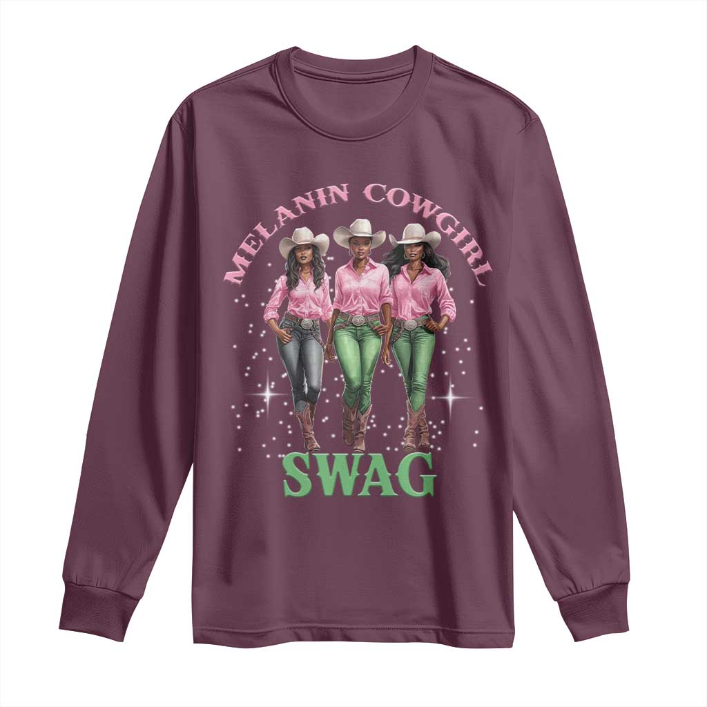 Melanin Cowgirl Swag Long Sleeve Shirt Pink Green African American Cowgirls Black History