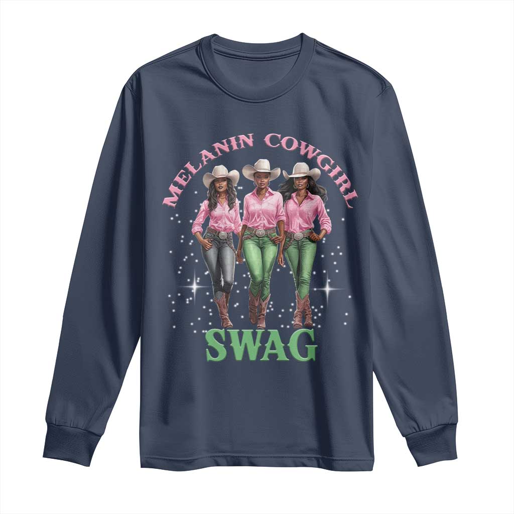 Melanin Cowgirl Swag Long Sleeve Shirt Pink Green African American Cowgirls Black History