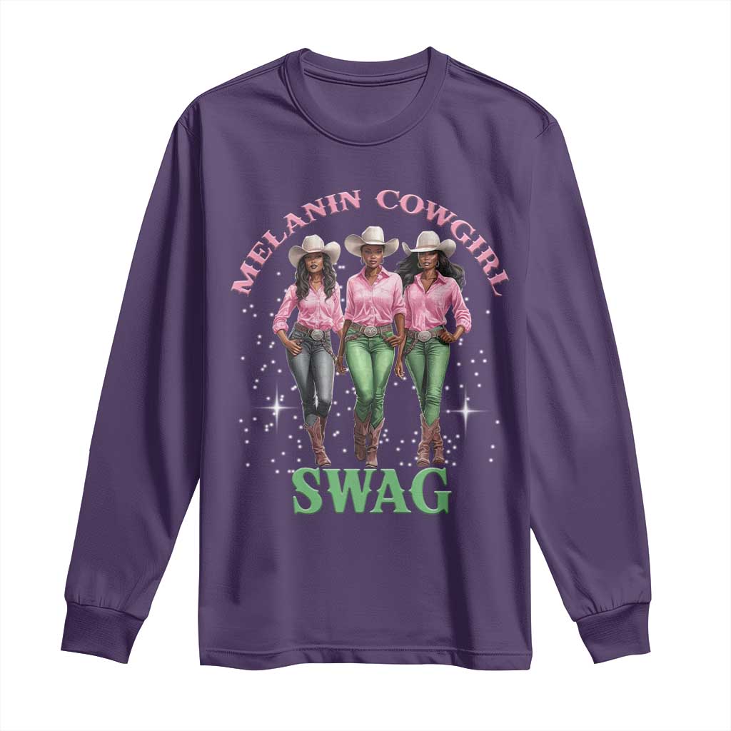 Melanin Cowgirl Swag Long Sleeve Shirt Pink Green African American Cowgirls Black History