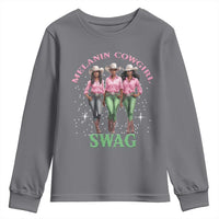 Melanin Cowgirl Swag Youth Sweatshirt Pink Green African American Cowgirls Black History