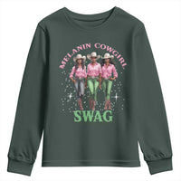 Melanin Cowgirl Swag Youth Sweatshirt Pink Green African American Cowgirls Black History