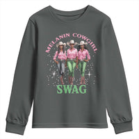 Melanin Cowgirl Swag Youth Sweatshirt Pink Green African American Cowgirls Black History
