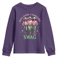 Melanin Cowgirl Swag Youth Sweatshirt Pink Green African American Cowgirls Black History