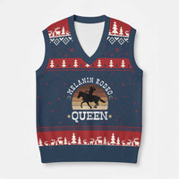 Melanin Rodeo Queen V-Neck Knit Sweater Vest Cowgirl Riding Horse African American Cowgirls Retro - Wonder Print Shop