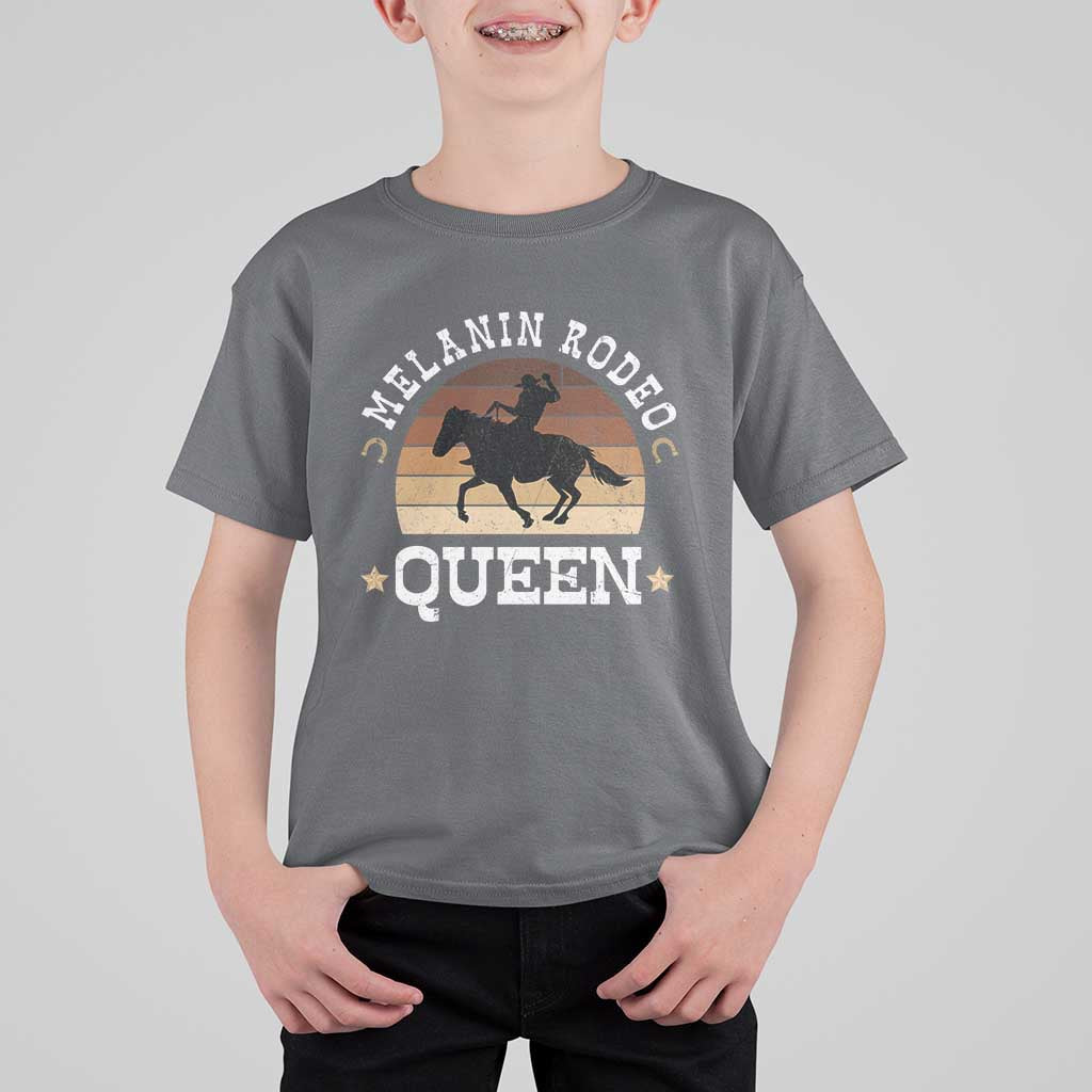 Melanin Rodeo Queen T Shirt For Kid Cowgirl Riding Horse African American Cowgirls Retro