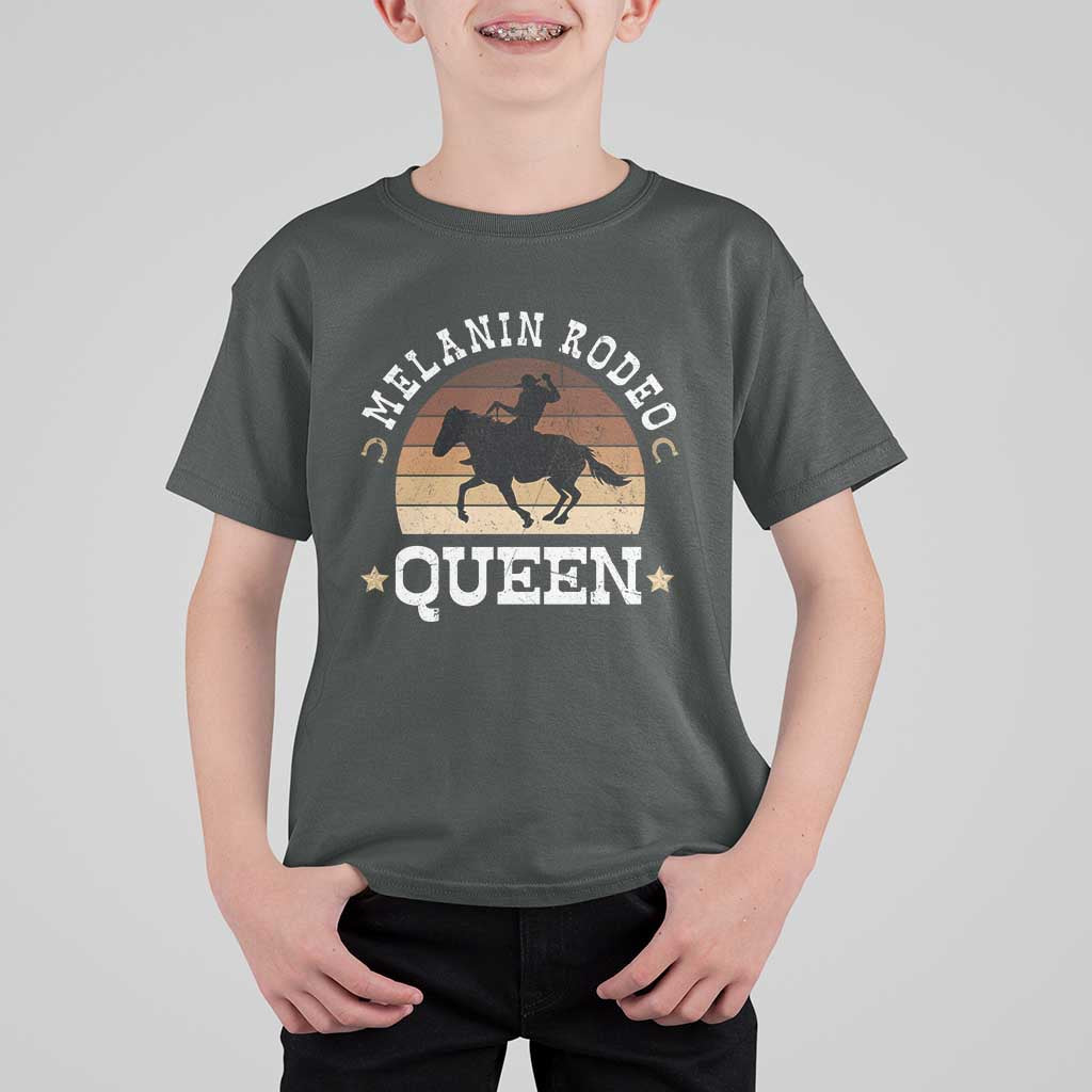 Melanin Rodeo Queen T Shirt For Kid Cowgirl Riding Horse African American Cowgirls Retro