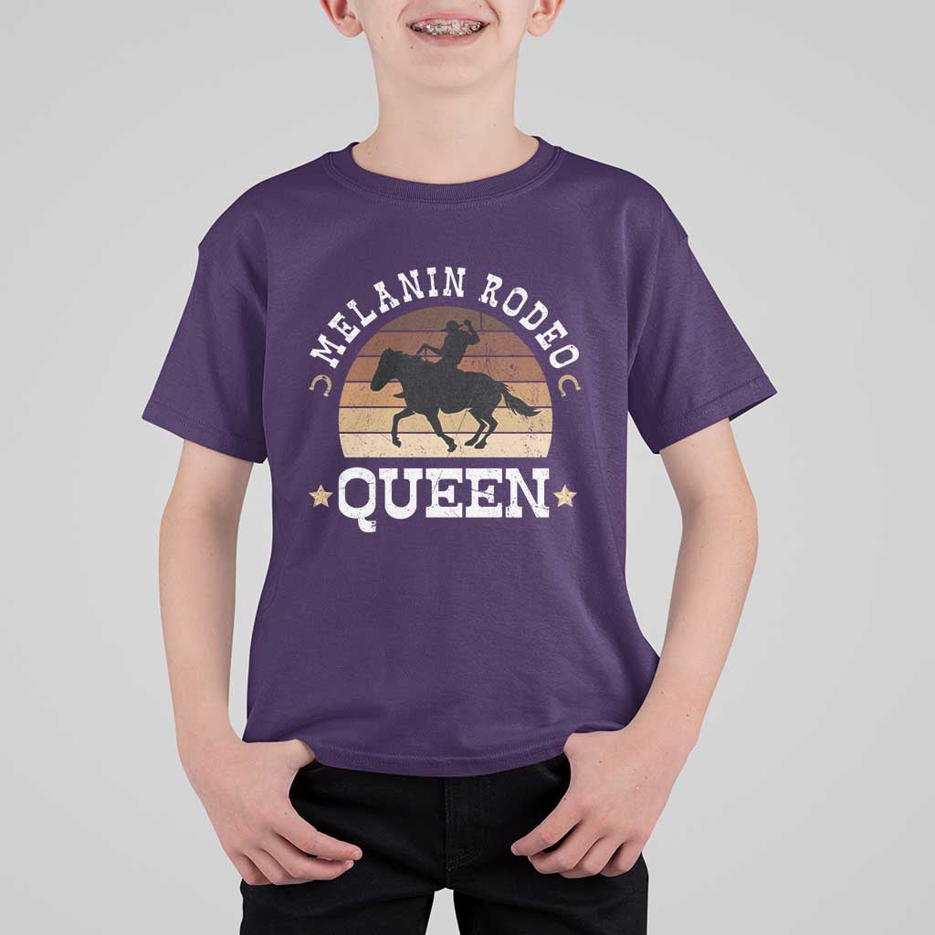 Melanin Rodeo Queen T Shirt For Kid Cowgirl Riding Horse African American Cowgirls Retro