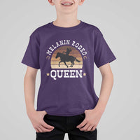 Melanin Rodeo Queen T Shirt For Kid Cowgirl Riding Horse African American Cowgirls Retro