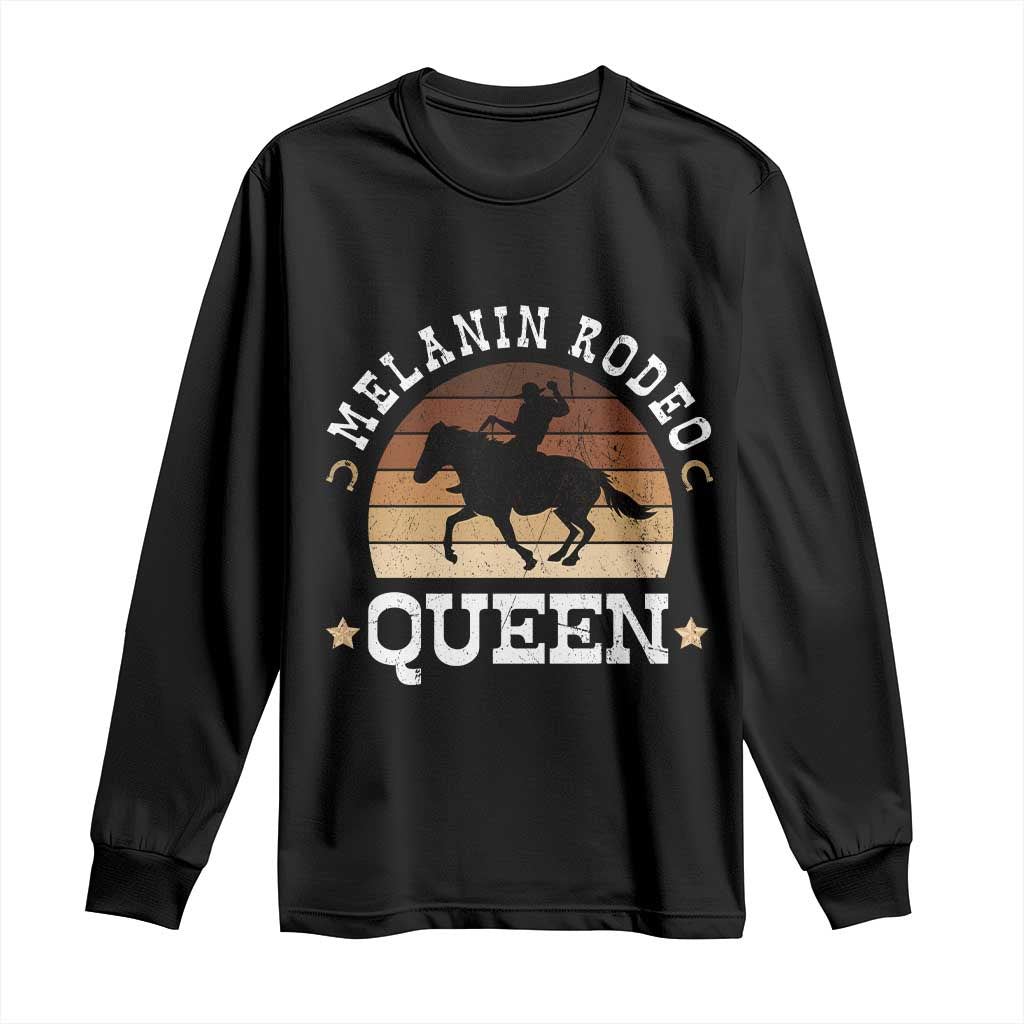 Melanin Rodeo Queen Long Sleeve Shirt Cowgirl Riding Horse African American Cowgirls Retro