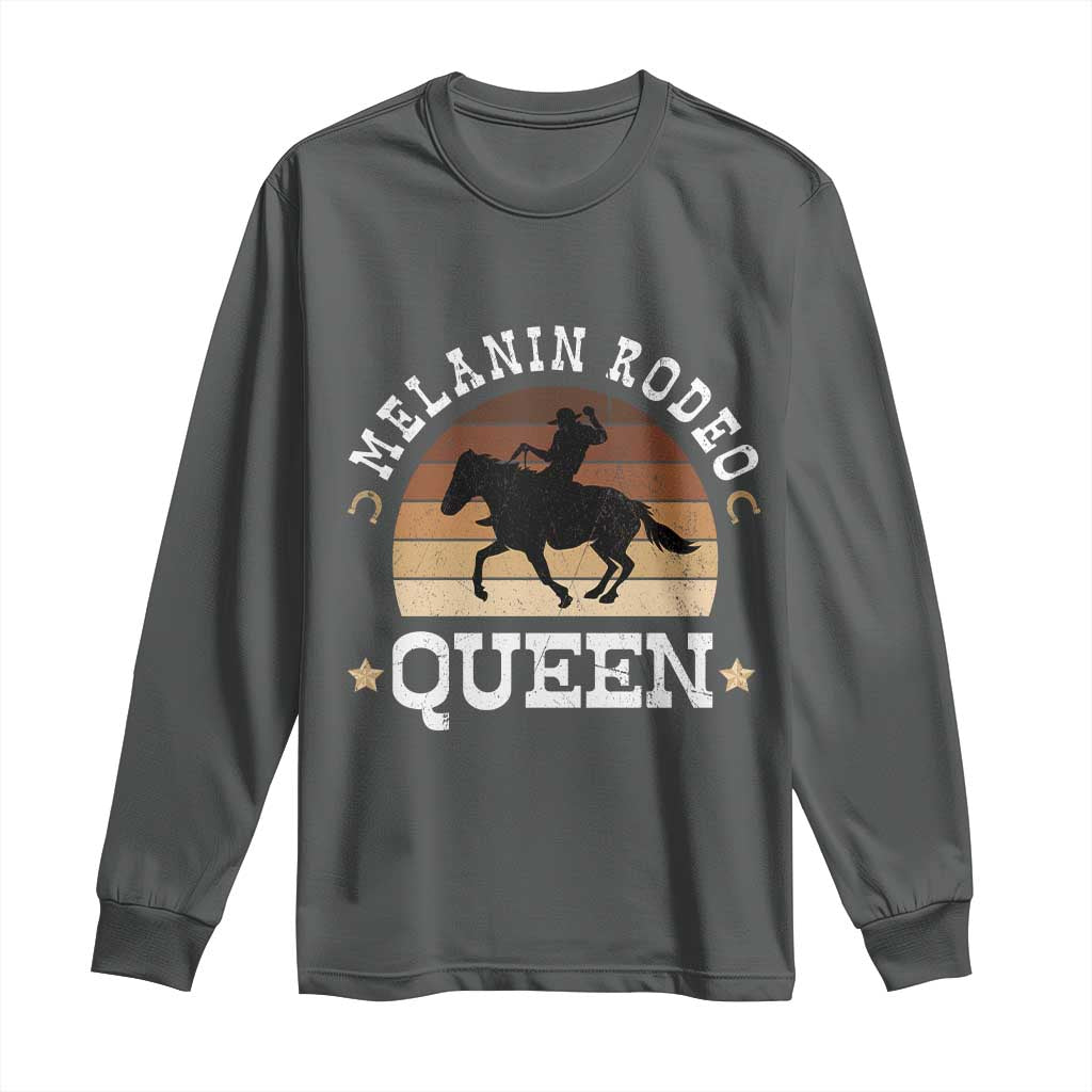Melanin Rodeo Queen Long Sleeve Shirt Cowgirl Riding Horse African American Cowgirls Retro