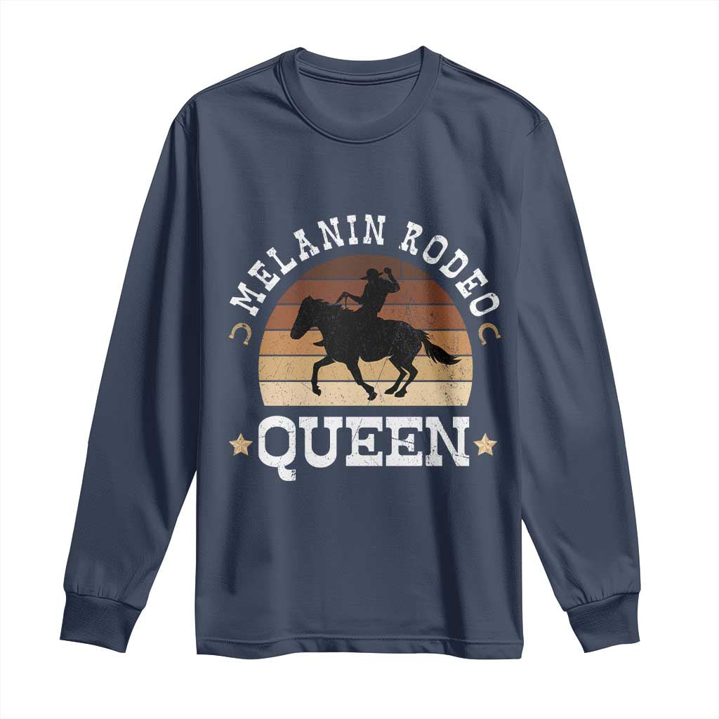 Melanin Rodeo Queen Long Sleeve Shirt Cowgirl Riding Horse African American Cowgirls Retro