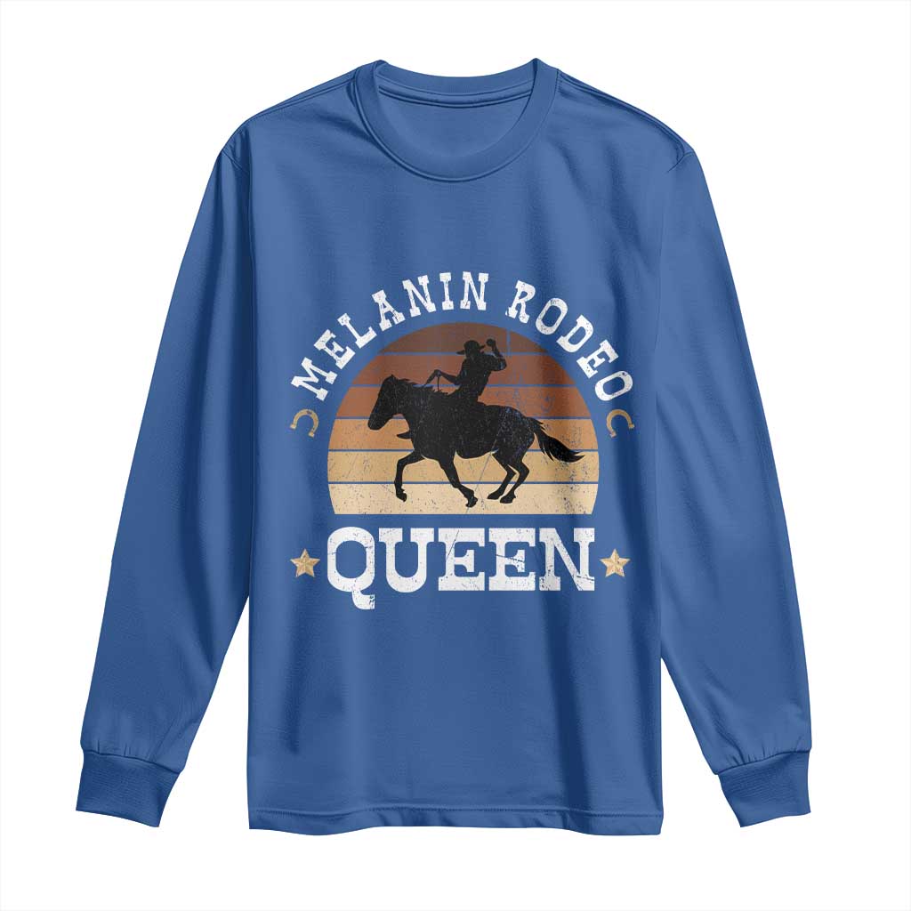 Melanin Rodeo Queen Long Sleeve Shirt Cowgirl Riding Horse African American Cowgirls Retro