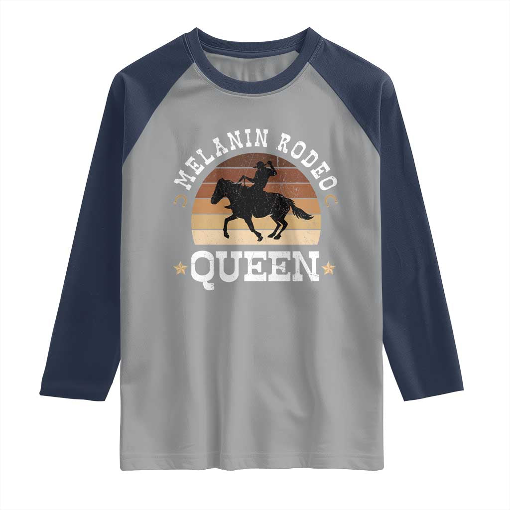 Melanin Rodeo Queen Raglan Shirt Cowgirl Riding Horse African American Cowgirls Retro