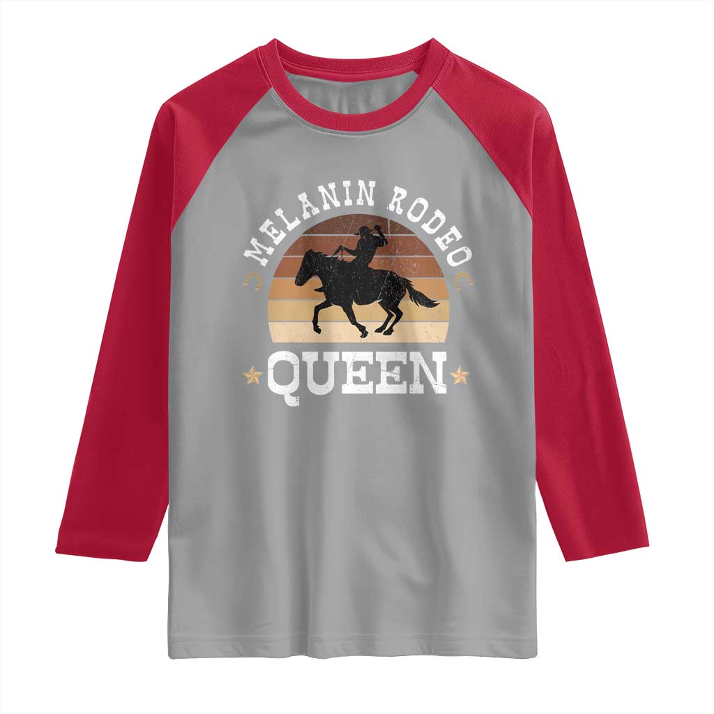 Melanin Rodeo Queen Raglan Shirt Cowgirl Riding Horse African American Cowgirls Retro