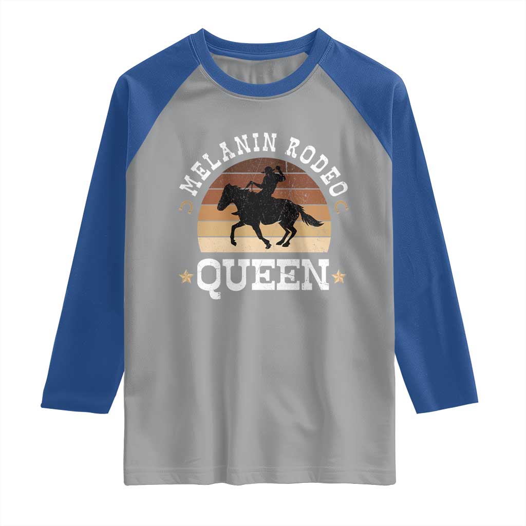 Melanin Rodeo Queen Raglan Shirt Cowgirl Riding Horse African American Cowgirls Retro
