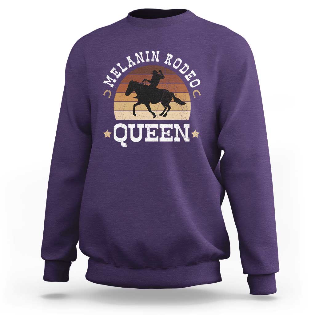 Melanin Rodeo Queen Sweatshirt Cowgirl Riding Horse African American Cowgirls Retro