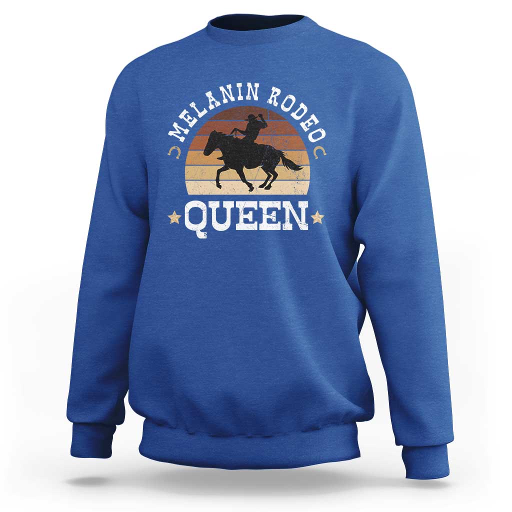 Melanin Rodeo Queen Sweatshirt Cowgirl Riding Horse African American Cowgirls Retro