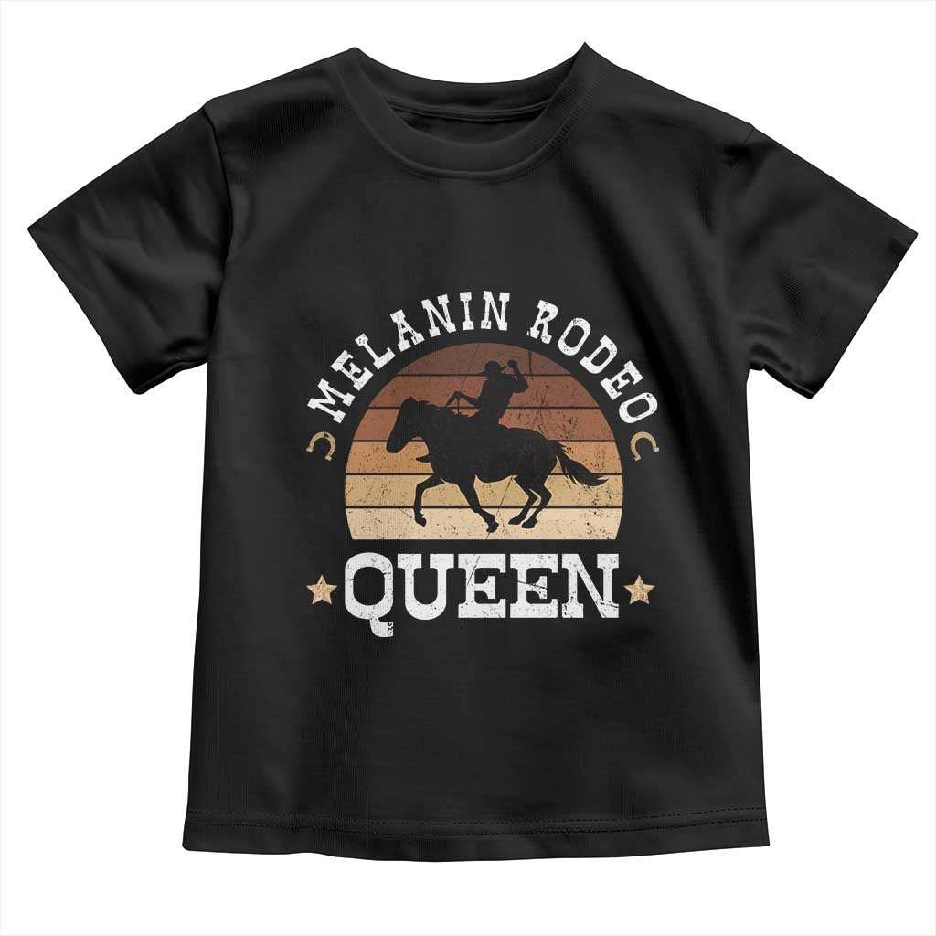 Melanin Rodeo Queen Toddler T Shirt Cowgirl Riding Horse African American Cowgirls Retro